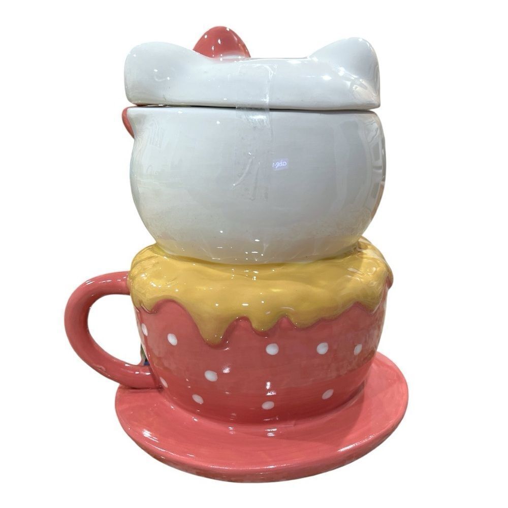 NWT VALENTINE HELLO KITTY x BLUE SKY TEA CUP COOKIE JAR - Picture 4 of 6